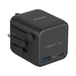1-World² 2-Port USB-A and USB-C GaN Travel Charger 20W Black Momax